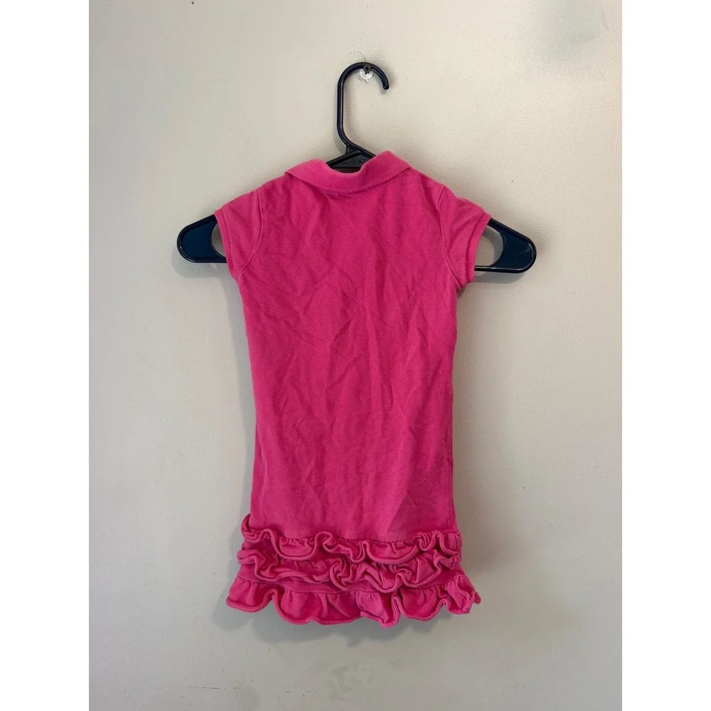 Ralph Lauren Kids Pink Ruffle Polo Dress Navy Pony Size 5